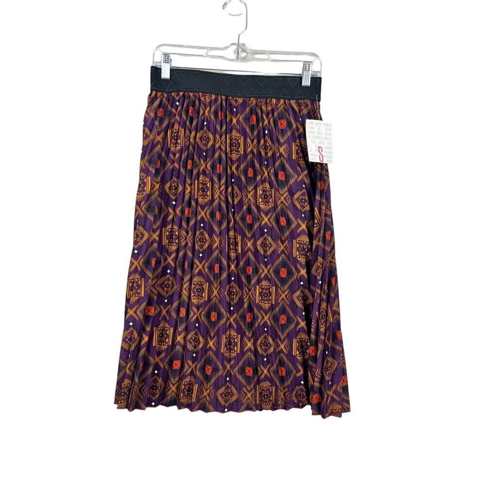 LuLaRoe Jill Women's Goldish & Purple Pleated Skirt